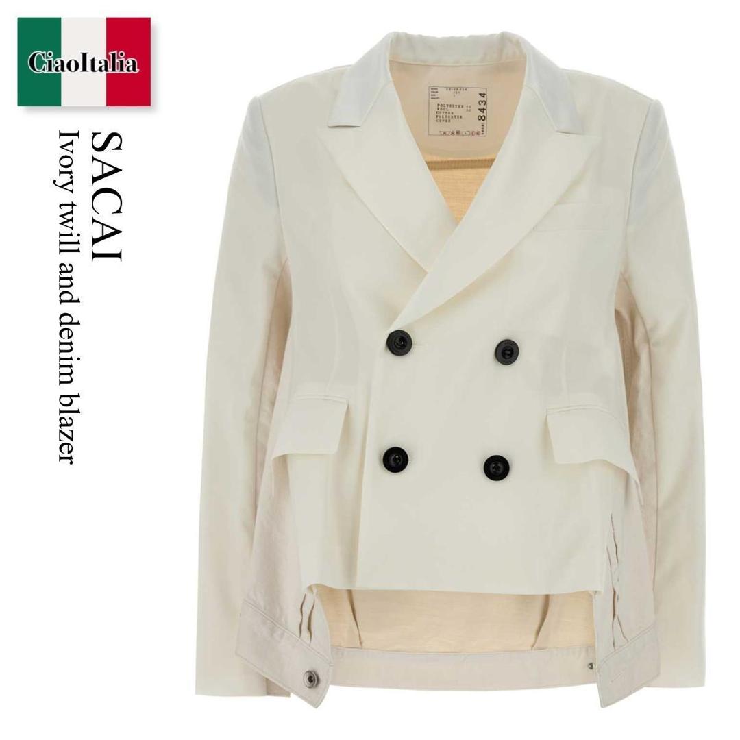 【分量制限事項・店卸し資産区分け・早め者白星！】 サカイ / Sacai Ivory Twill And Denim Blazer / 2608434 / 2608434 151 / 2608434151 / 上衣