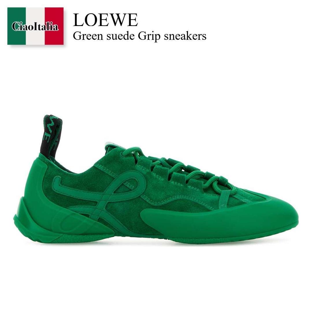 【分量制限事項・店卸し資産区分線・早め者勝利！】 ロエベ / Loewe Green Suede Grip Sneakers / L814282X76 / L814282X76 JUNGLEGREEN / L814282X76JUNGLEGREEN / スニーカー 靴-スニーカー