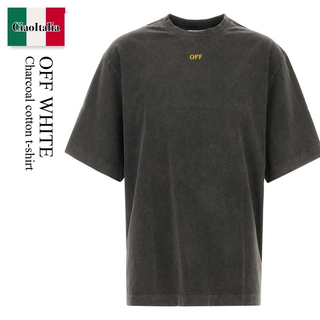 【数量限定・在庫限り・早い者勝ち！】 オフホワイト / Off White Charcoal Cotton T-Shirt / 44MAA120S26J00 / 44MAA120S26J00 B001 / 44MAA120S26J00B001 / Tシャツ・カットソー