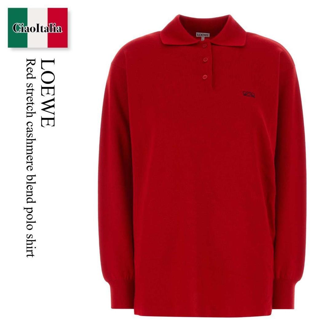 【寸法押さえる・店卸し資産境界線・早め者制覇！】 ロエベ / Loewe Red Stretch Cashmere Blend Polo Shirt / S540Y14KHJ / S540Y14KHJ RED / S540Y14KHJRED / スポーツシャツ