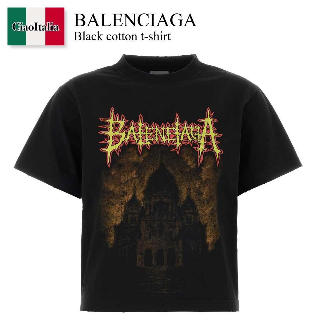 【数量限定・在庫限り・早い者勝ち!】 バレンシアガ / Balenciaga Black Cotton T-Shirt / 850990 TUVE4 / 850990 TUVE4 1000 / 850990TUVE4 / 850990TUVE4 1000 / 850990TUVE41000 / Tシャツ・カットソー|Ciao Italia