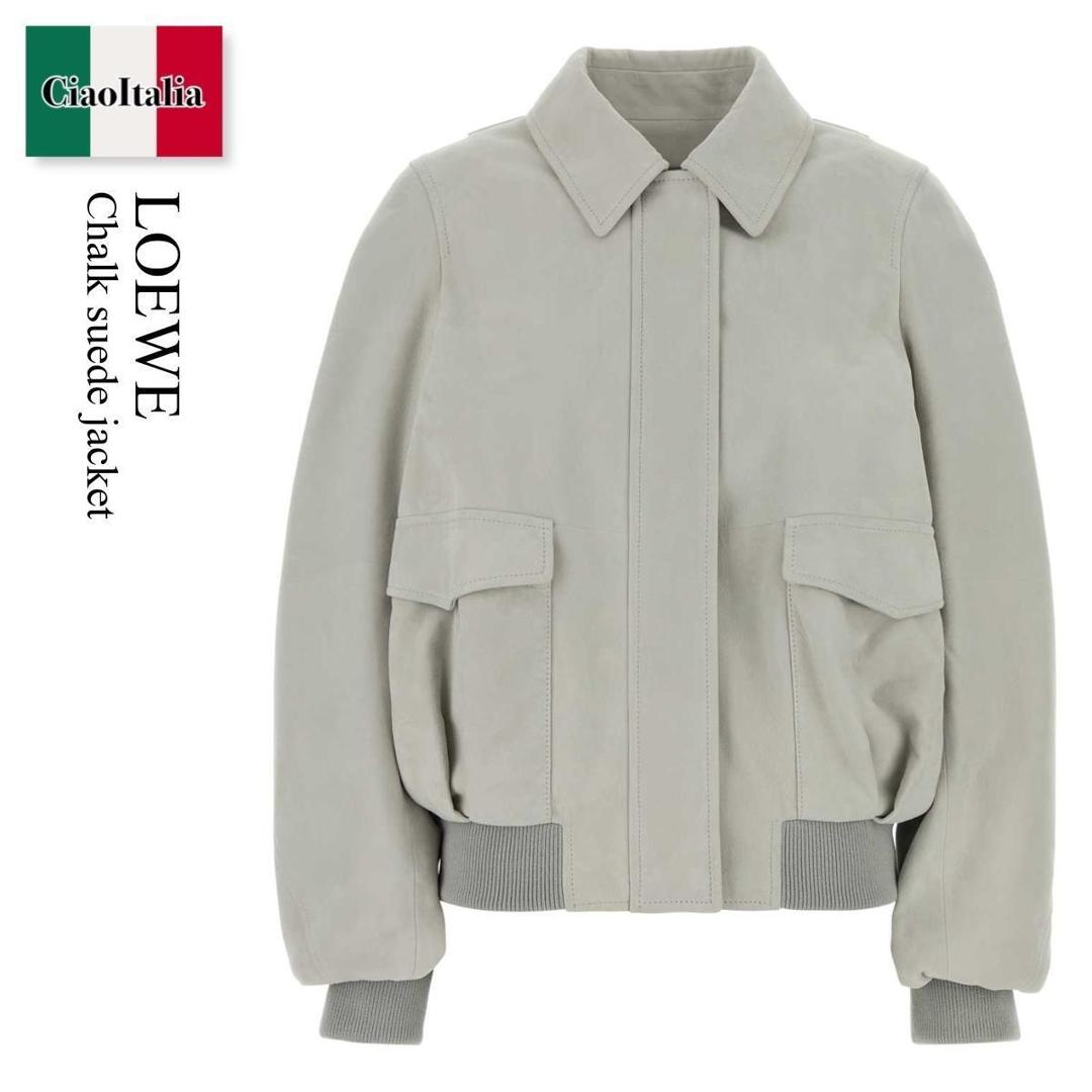 【量目押さえる・店卸し資産極限点・早め者制勝！】 ロエベ / Loewe Chalk Suede Jacket / S540Y34L87 / S540Y34L87 LIGHTGREY / S540Y34L87LIGHTGREY / 上衣