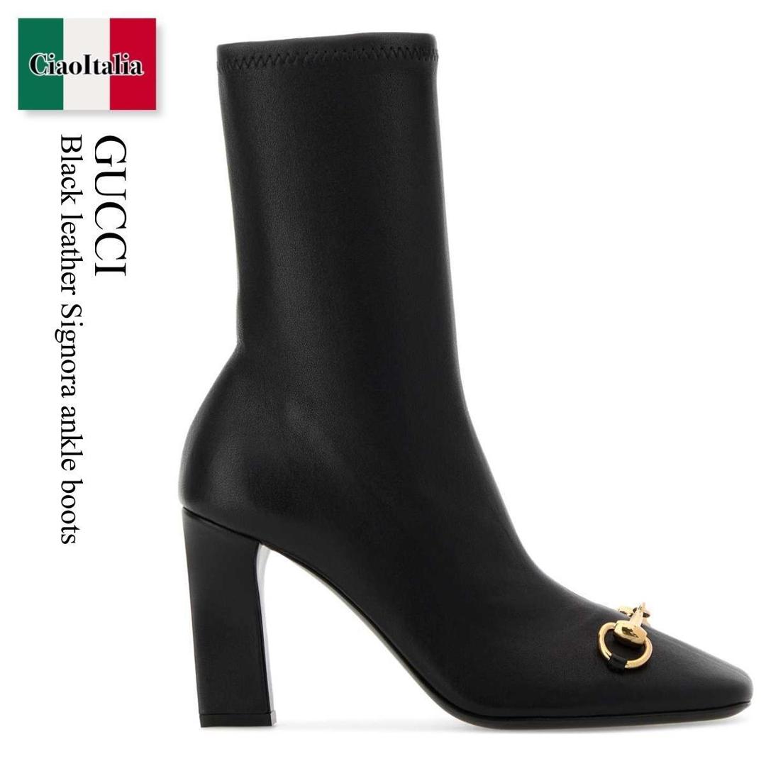 【寸法押さえる・店卸し資産境界線・早め者制覇！】 グッチ / Gucci Black Leather Signora Ankle Boots / 864492 AAGGW / 864492 AAGGW 1000 / 864492AAGGW / 864492AAGGW 1000 / 864492AAGGW1000 / ショートブーツ・ブーティ