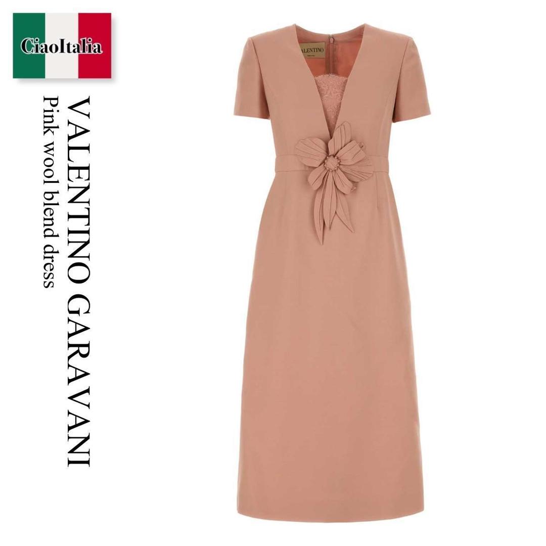 【数量限定・在庫限り・早い者勝ち！】 バレンチノ / Valentino Garavani Pink Wool Blend Dress / 8B0VAKG51CF / 8B0VAKG51CF F8U / 8B0VAKG51CFF8U / ワンピース