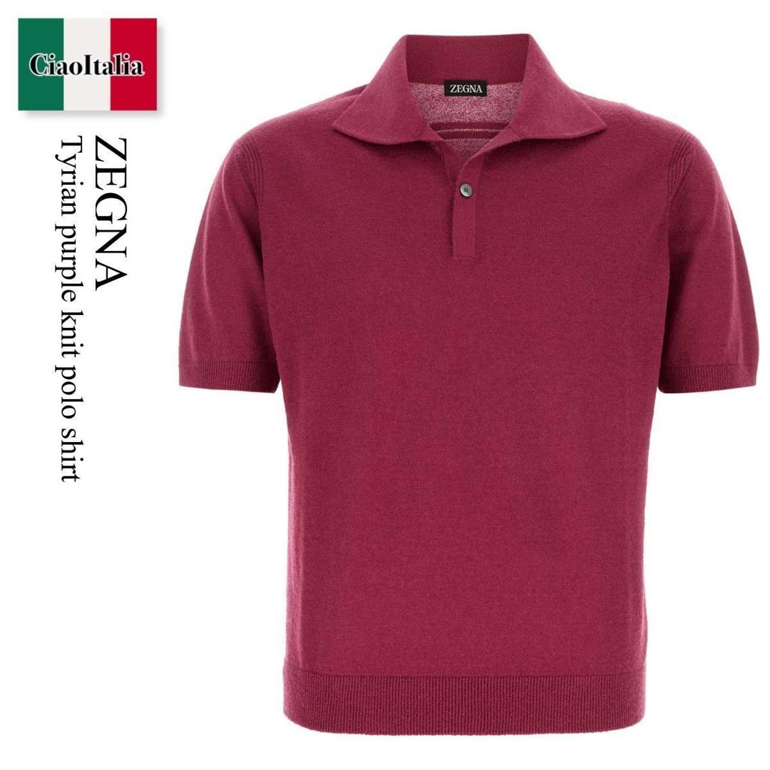 【寸法押さえる・店卸し資産境界線・早め者制覇！】 エルメネジルドゼニア / Zegna Tyrian Purple Knit Polo Shirt / RUHF93A3103 / RUHF93A3103 R09 / RUHF93A3103R09 / スポーツシャツ