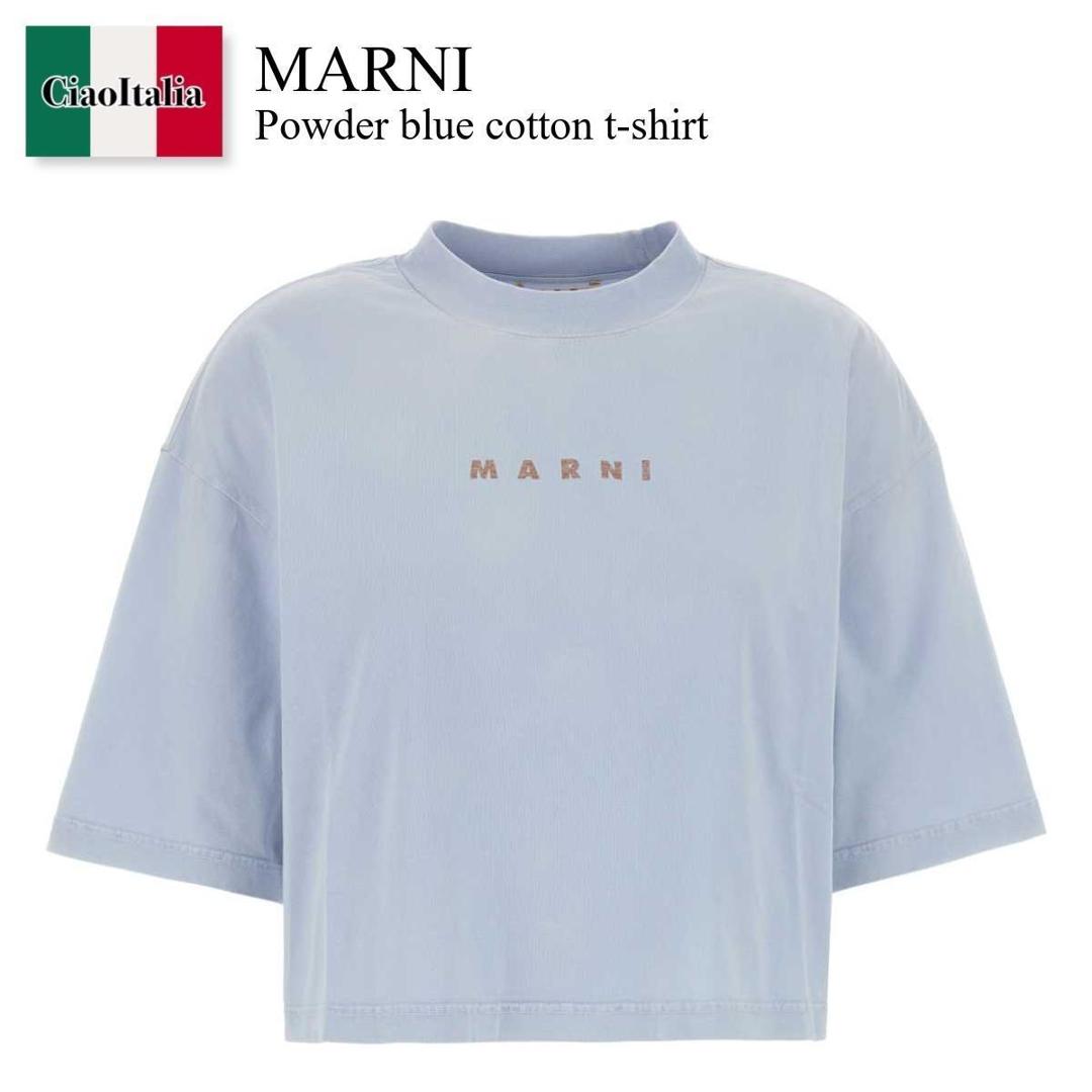【分量制限事項・店卸し資産区分け・早め者白星！】 マルニ / Marni Powder Blue Cotton T-Shirt / THJE0333GPUSCZ20 / THJE0333GPUSCZ20 LOB21 / THJE0333GPUSCZ20LOB21 / プルオーバー・カットソー