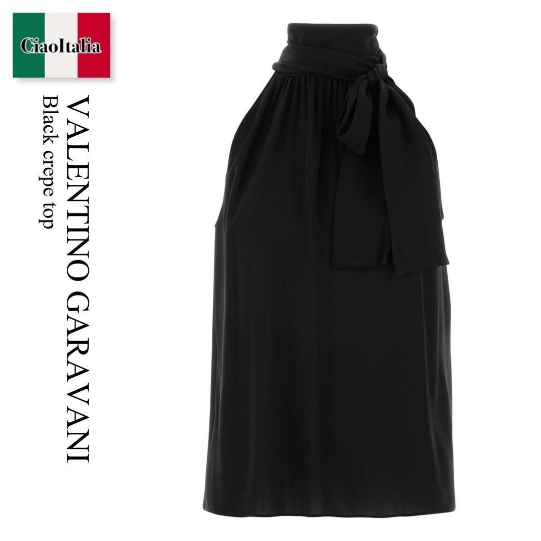 【寸法押さえる・店卸し資産境界線・早め者制覇！】 バレンチノ / Valentino Garavani Black Crepe Top / 8B0AEBX51MH / 8B0AEBX51MH 0NO / 8B0AEBX51MH0NO / トップス余分の物