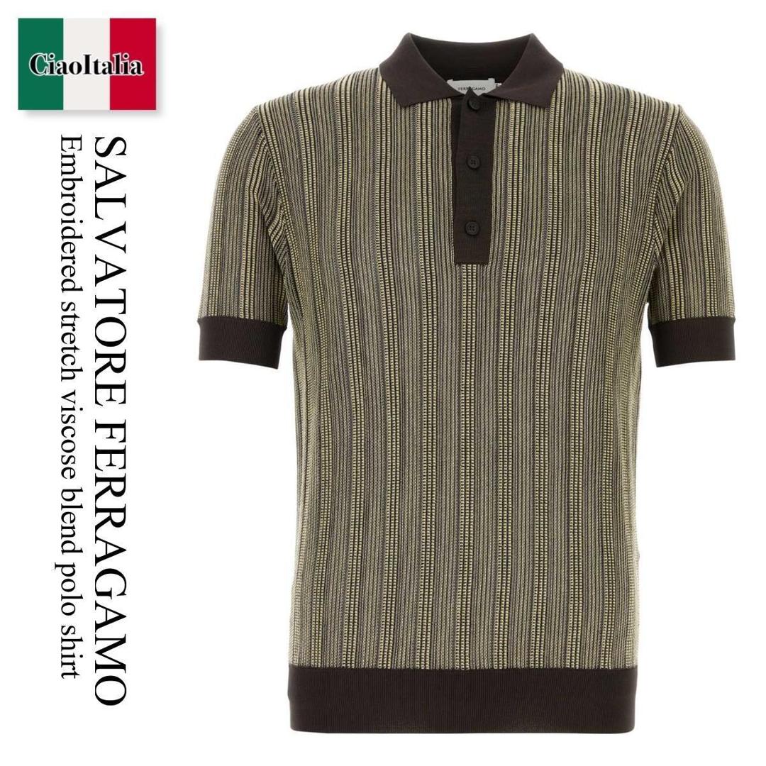 【数量限定・在庫限り・早い者勝ち！】 フェラガモ / Salvatore Ferragamo Stretch Viscose Blend Polo Shirt / 145726 793697 / 145726 793697 0647TBC / 145726793697 / 145726793697 0647TBC / 1457267936970647TBC / ポロシャツ｜Ciao Italia