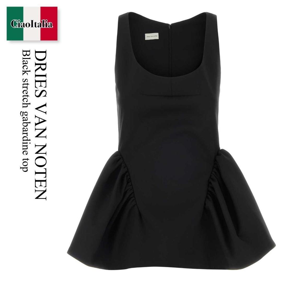 【数量限定・在庫限り・早い者勝ち！】 ドリス ヴァン ノッテン / Dries Van Noten Black Stretch Gabardine Top / 2610107543206 / 2610107543206 900 / 2610107543206900 / トップスその他
