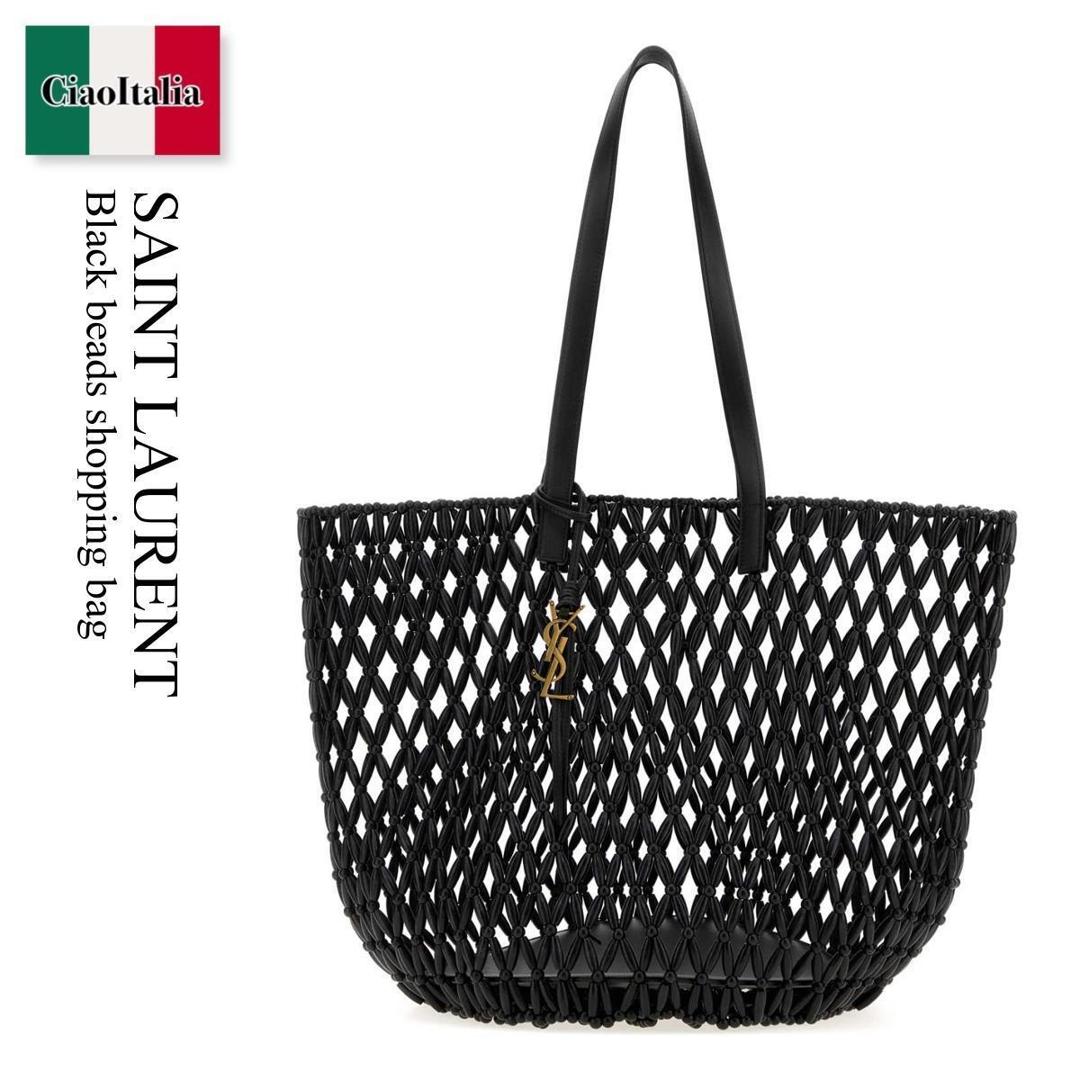 【物量制限事項・店卸し資産極限点・早め者制覇！】 サンローラン / かばん / 鞄 / Saint Laurent Black Beads Shopping Bag / 862074 KAAAY / 862074 KAAAY 1000 / 862074KAAAY / 862074KAAAY 1000 / 862074KAAAY1000 / トートバッグ