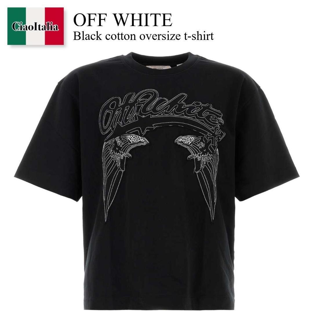 【分量制限事項・店卸し資産区分け・早め者白星！】 象牙色 / Off White Black Cotton Oversize T-Shirt / OMAA120Z26JER0 / OMAA120Z26JER0 0600 / OMAA120Z26JER00600 / プルオーバー・カットソー