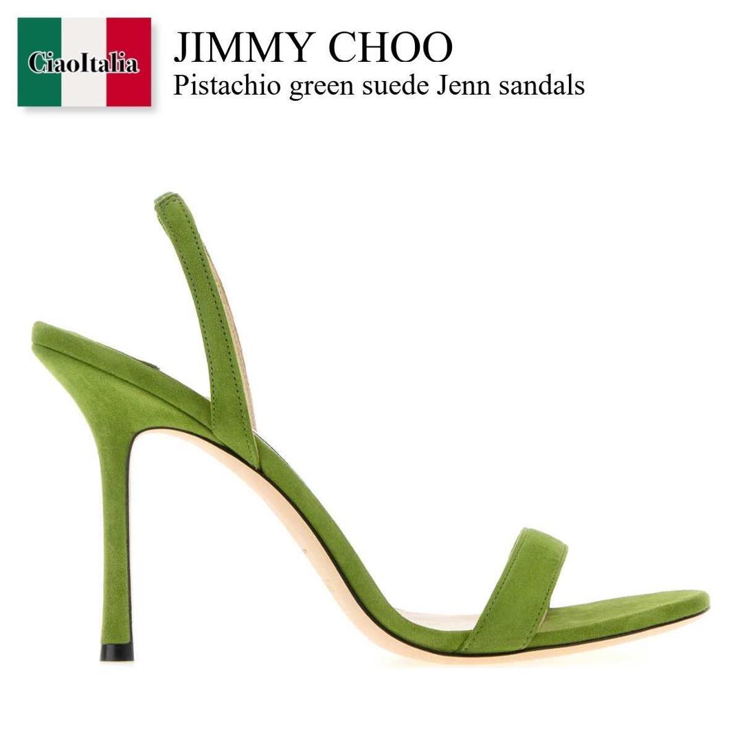 【分量制限事項・店卸し資産区分け・早め者白星！】 ジミーチュウ / Jimmy Choo Pistachio Green Suede Jenn Sandals / JENN100SUE / JENN100SUE CLOVER / JENN100SUECLOVER / サンダル・ミュール