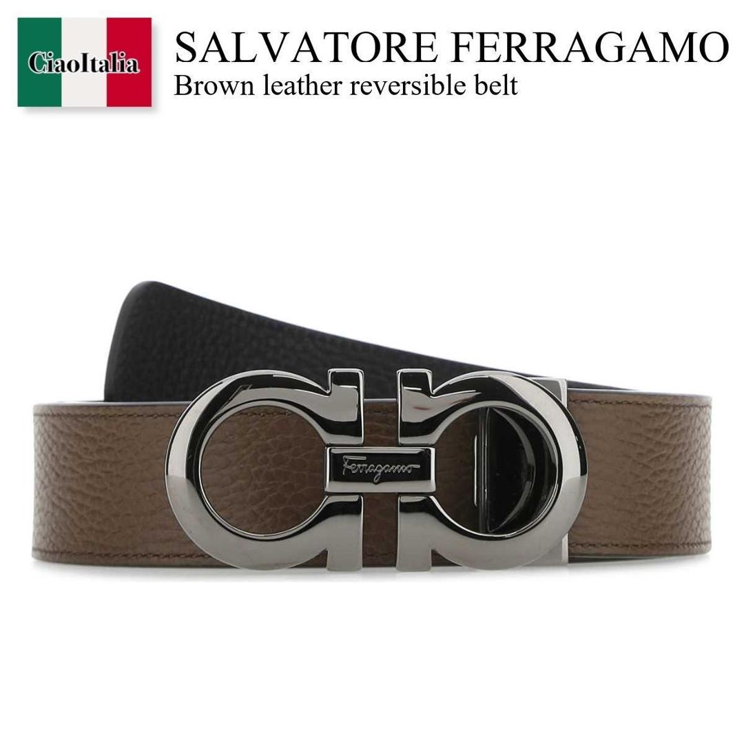 【分量制限事項・店卸し資産区分け・早め者白星！】 フェラガモ / Salvatore Ferragamo Brown Leather Reversible Belt / 675542 705614 / 675542 705614 BROWNSUGARNERO / 675542705614 / 675542705614 BROWNSUGARNERO / 675542705614BROWNSUGARNERO / 胴締め