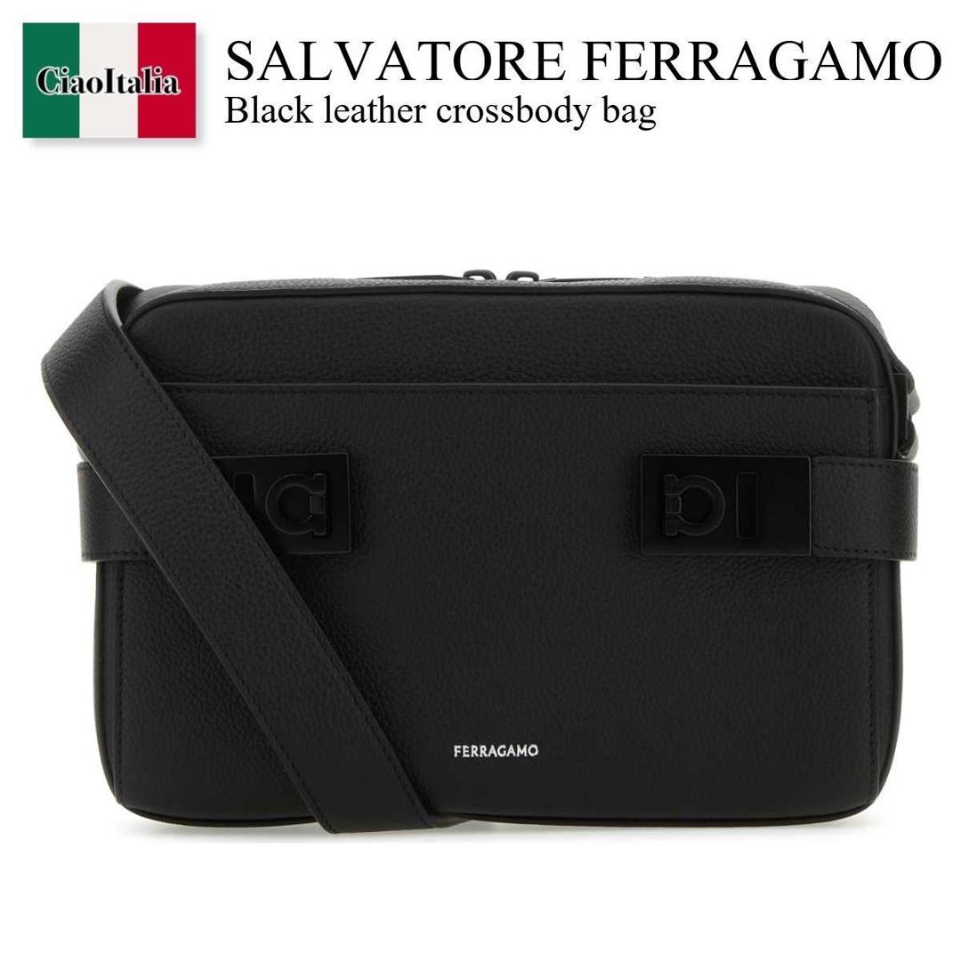 【分量制限事項・店卸し資産区分け・早め者白星！】 フェラガモ / かばん / 鞄 / Salvatore Ferragamo Black Leather Crossbody Bag / 241304 763937 / 241304 763937 NERONERONERO / 241304763937 / 241304763937 NERONERONERO / 241304763937NERONERONERO / ショルダーバッグ