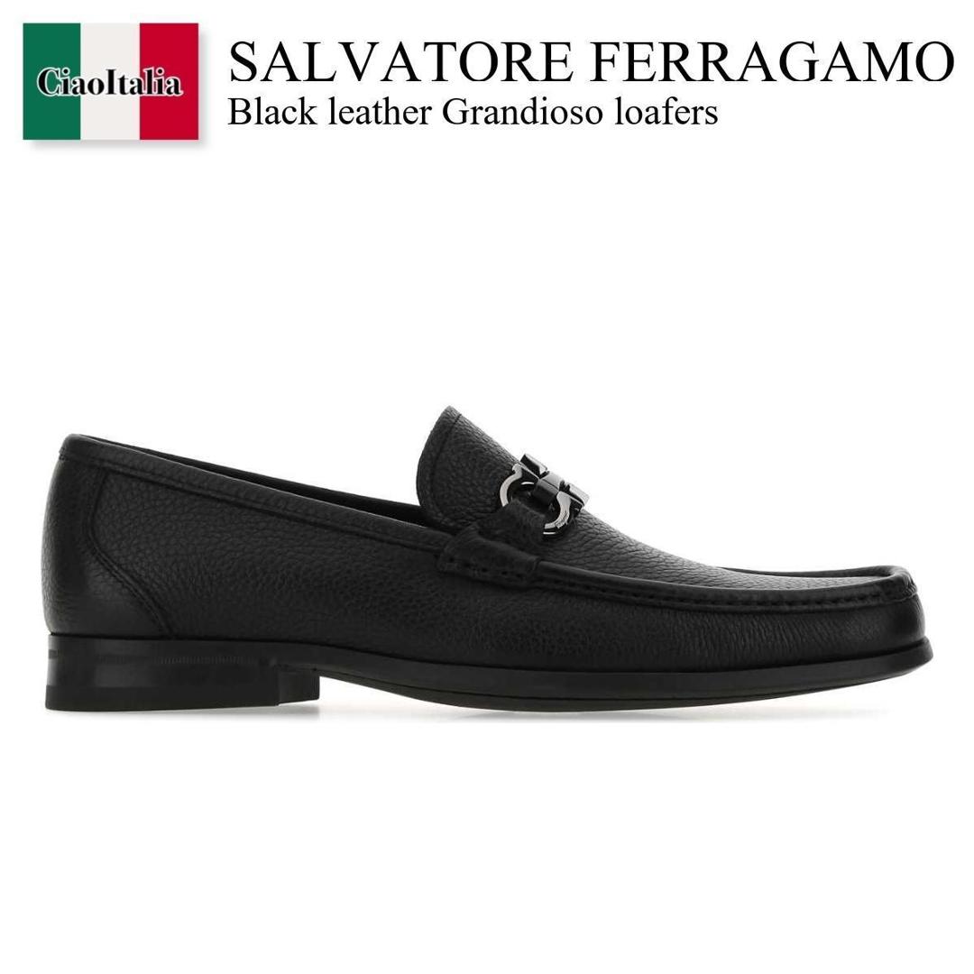 【寸法押さえる・店卸し資産境界線・早め者制覇！】 フェラガモ / Salvatore Ferragamo Black Leather Grandioso Loafers / 029392 642848 / 029392 642848 NERO / 029392642848 / 029392642848 NERO / 029392642848NERO / 御召しものシューズ・革靴・商行為シューズ