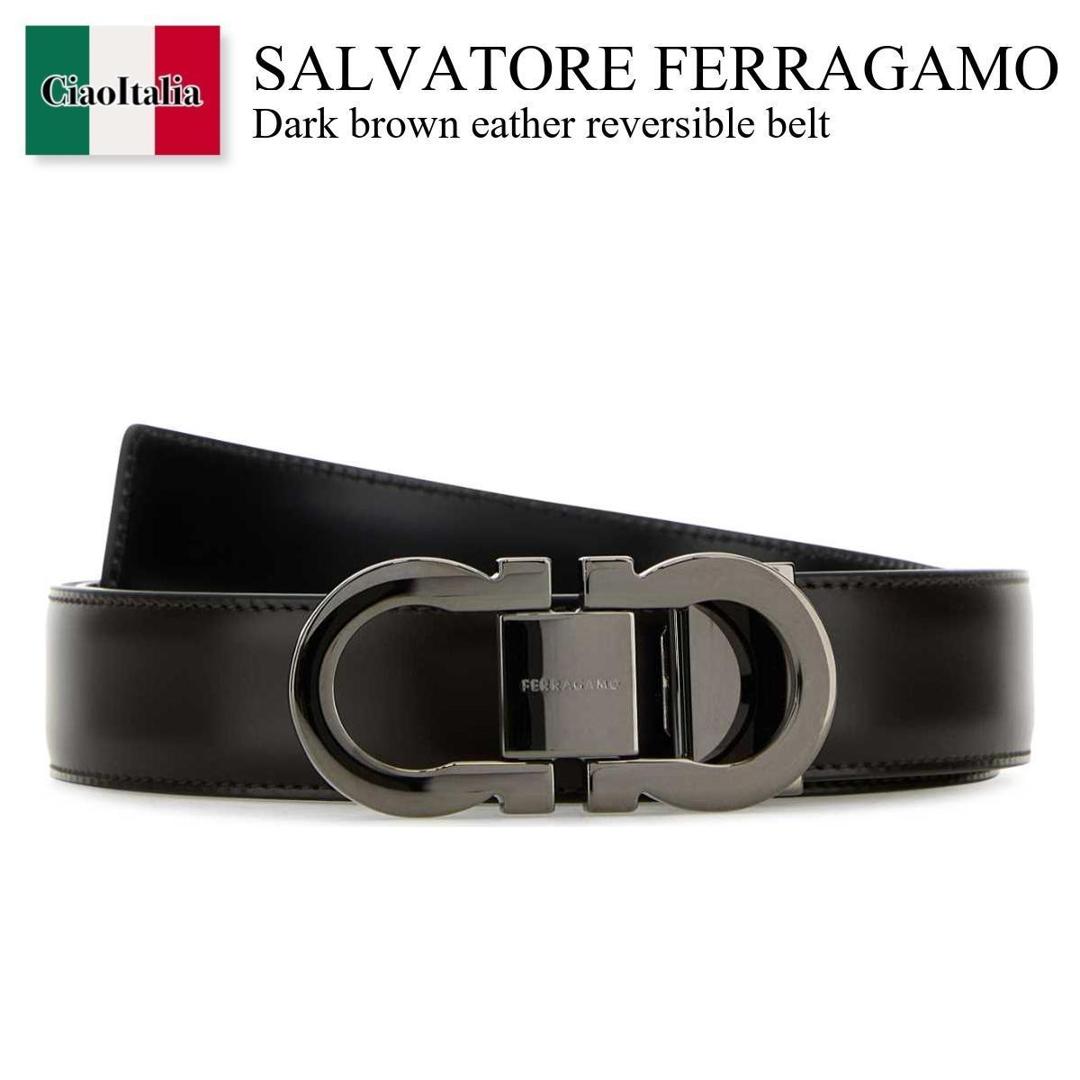 【分量制限事項・店卸し資産区分け・早め者白星！】 フェラガモ / Salvatore Ferragamo Dark Brown Eather Reversible Belt / 670326 770943 / 670326 770943 HICKORYNERO / 670326770943 / 670326770943 HICKORYNERO / 670326770943HICKORYNERO / 胴締め