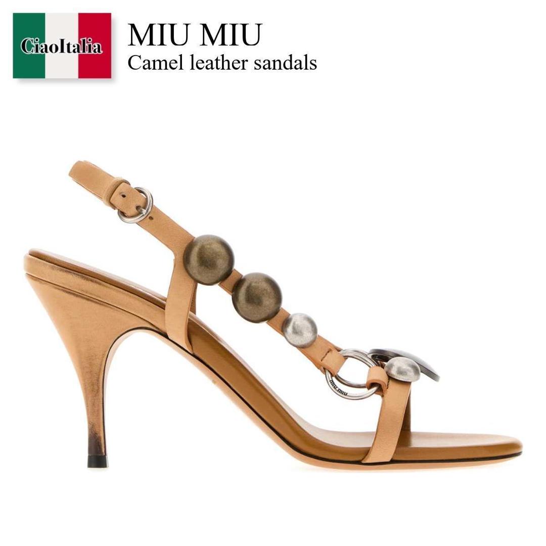 【寸法押さえる・店卸し資産境界線・早め者制覇！】 ミュウミュウ / Miu Miu Camel Leather Sandals / 5X675E F0151 / 5X675E FA085537 F0151 / 5X675EFA085537 / 5X675EFA085537 F0151 / 5X675EFA085537F0151 / サンダル・ミュール
