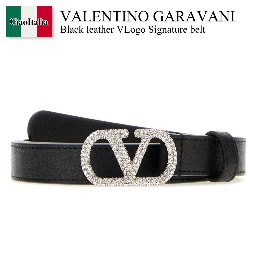 【寸法押さえる・店卸し資産境界線・早め者制覇！】 バレンチノ / Valentino Garavani Black Leather Vlogo Signature Belt / 8W0T0SM7DHQ / 8W0T0SM7DHQ EDM / 8W0T0SM7DHQEDM / 三尺帯
