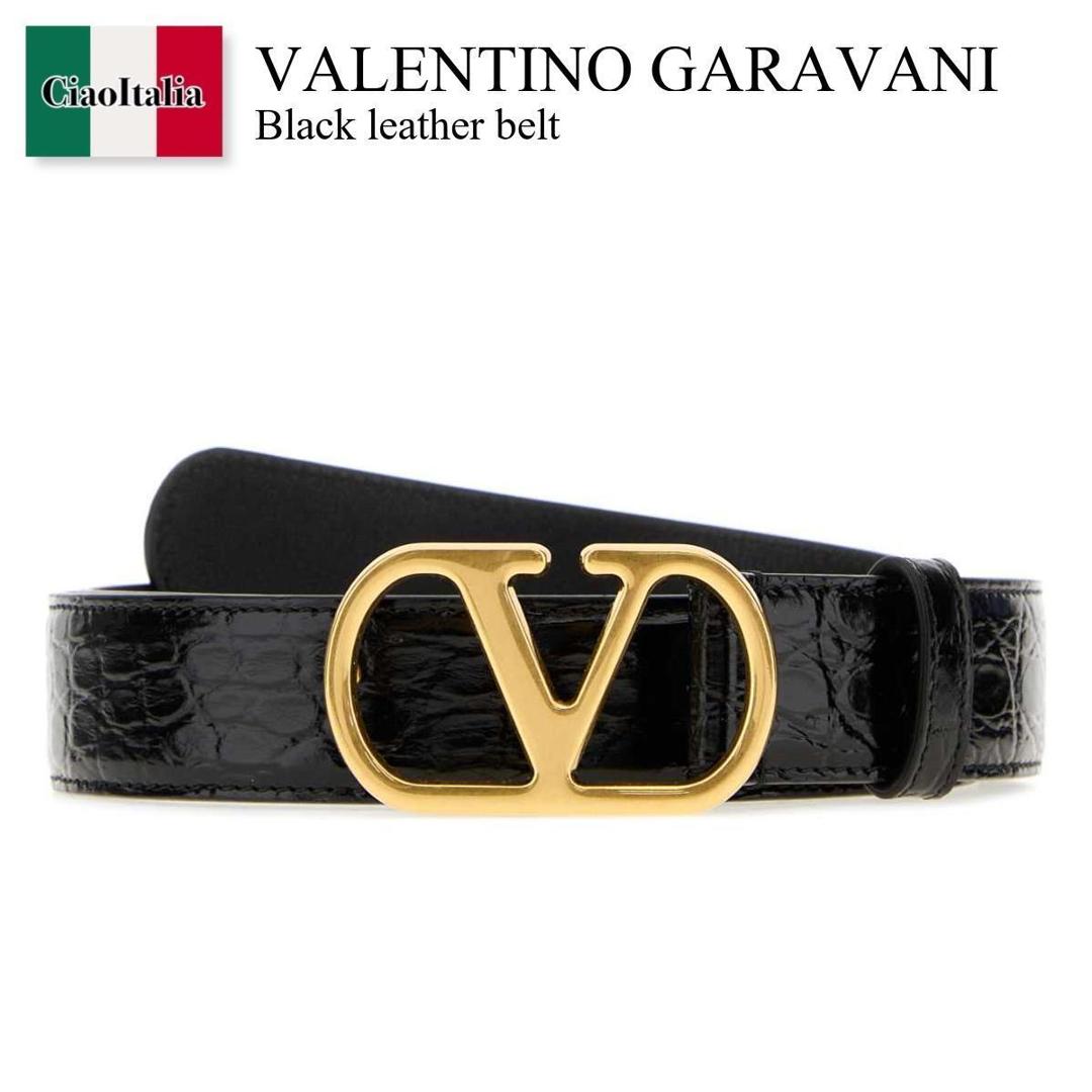 【寸法押さえる・店卸し資産境界線・早め者制覇！】 バレンチノ / Valentino Garavani Black Leather Belt / 8Y2T0SM3CDI / 8Y2T0SM3CDI 0NO / 8Y2T0SM3CDI0NO / 三尺帯