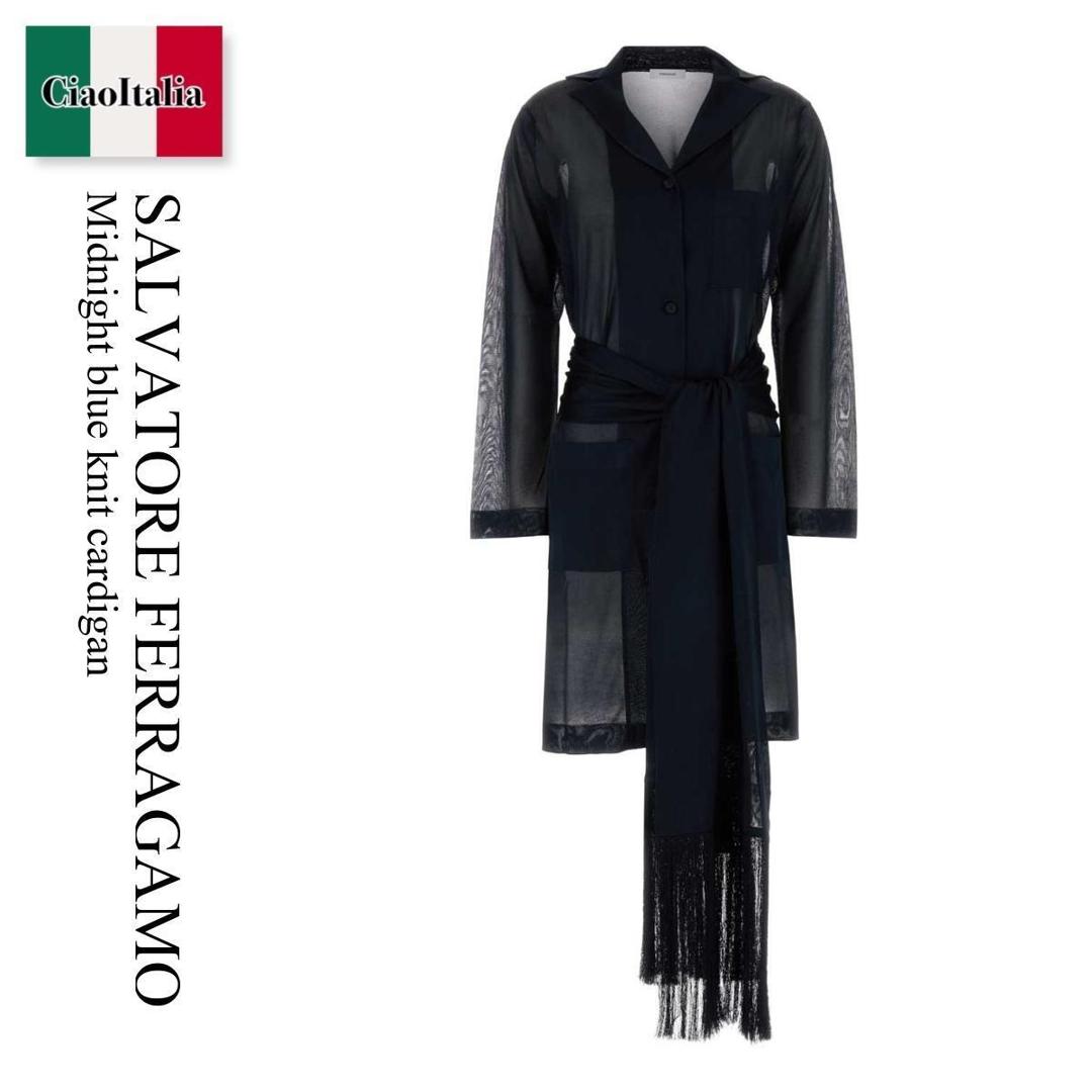 【量目押さえる・店卸し資産極限点・早め者制勝！】 フェラガモ / Salvatore Ferragamo Midnight Blue Knit Cardigan / 13I324 793184 / 13I324 793184 BLU / 13I324793184 / 13I324793184 BLU / 13I324793184BLU / ジレー