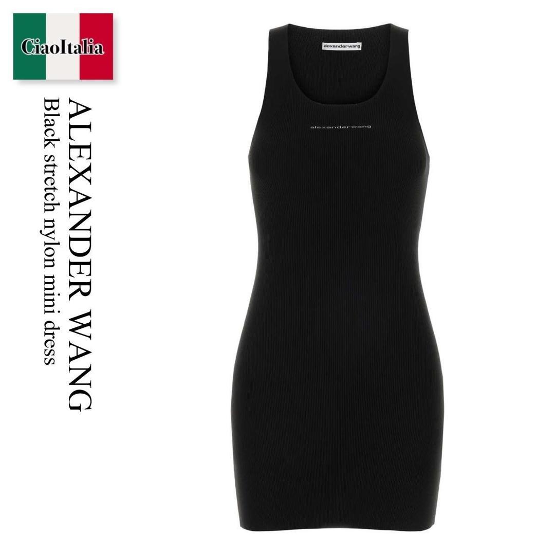 【分量制限事項・店卸し資産区分け・早め者白星！】 アレキサンダーワン / Alexander Wang Black Stretch Nylon Mini Dress / 1KC3266024 / 1KC3266024 001 / 1KC3266024001 / 衣装