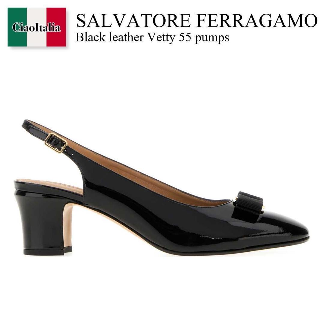 【分量制限事項・店卸し資産区分け・早め者白星！】 フェラガモ / Salvatore Ferragamo Black Leather Vetty 55 Pumps / 01L130 790739 / 01L130 790739 NEROBISCOTTO / 01L130790739 / 01L130790739 NEROBISCOTTO / 01L130790739NEROBISCOTTO / パンプス