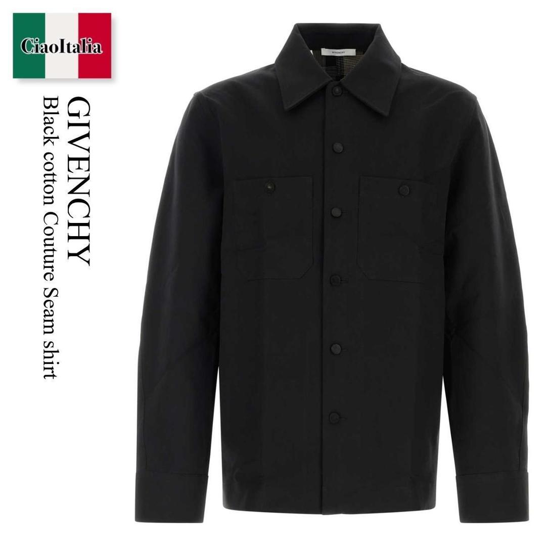【寸法押さえる・店卸し資産境界線・早め者制覇！】 ジバンシィ / Givenchy Black Cotton Couture Seam Shirt / BM61AE16TP / BM61AE16TP 001 / BM61AE16TP001 / プルオーバー