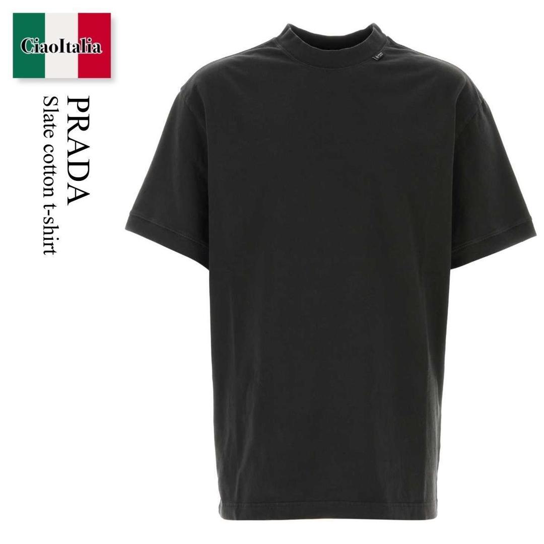 【物量制限事項・店卸し資産極限点・早め者制覇！】 プラダ / Prada Slate Cotton T-Shirt / UJN04A F0207 / UJN04A SOOO195B F0207 / UJN04ASOOO195B / UJN04ASOOO195B F0207 / UJN04ASOOO195BF0207 / ティーシャツ・カットソー