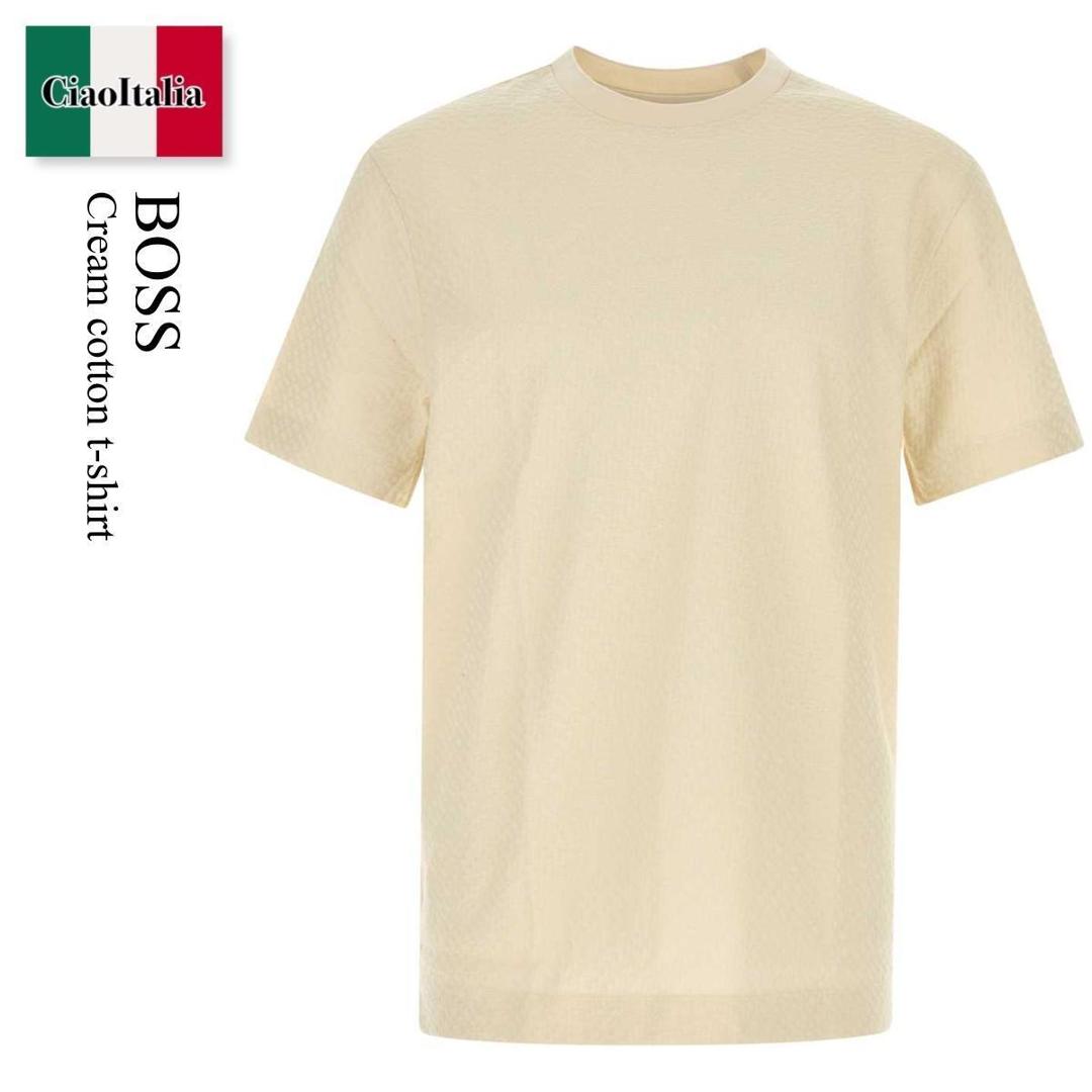 【分量制限事項・店卸し資産区分け・早め者白星！】 ヒューゴ・ボス / Boss Cream Cotton T-Shirt / 50557395 / 50557395 131 / 50557395131 / プルオーバー・カットソー