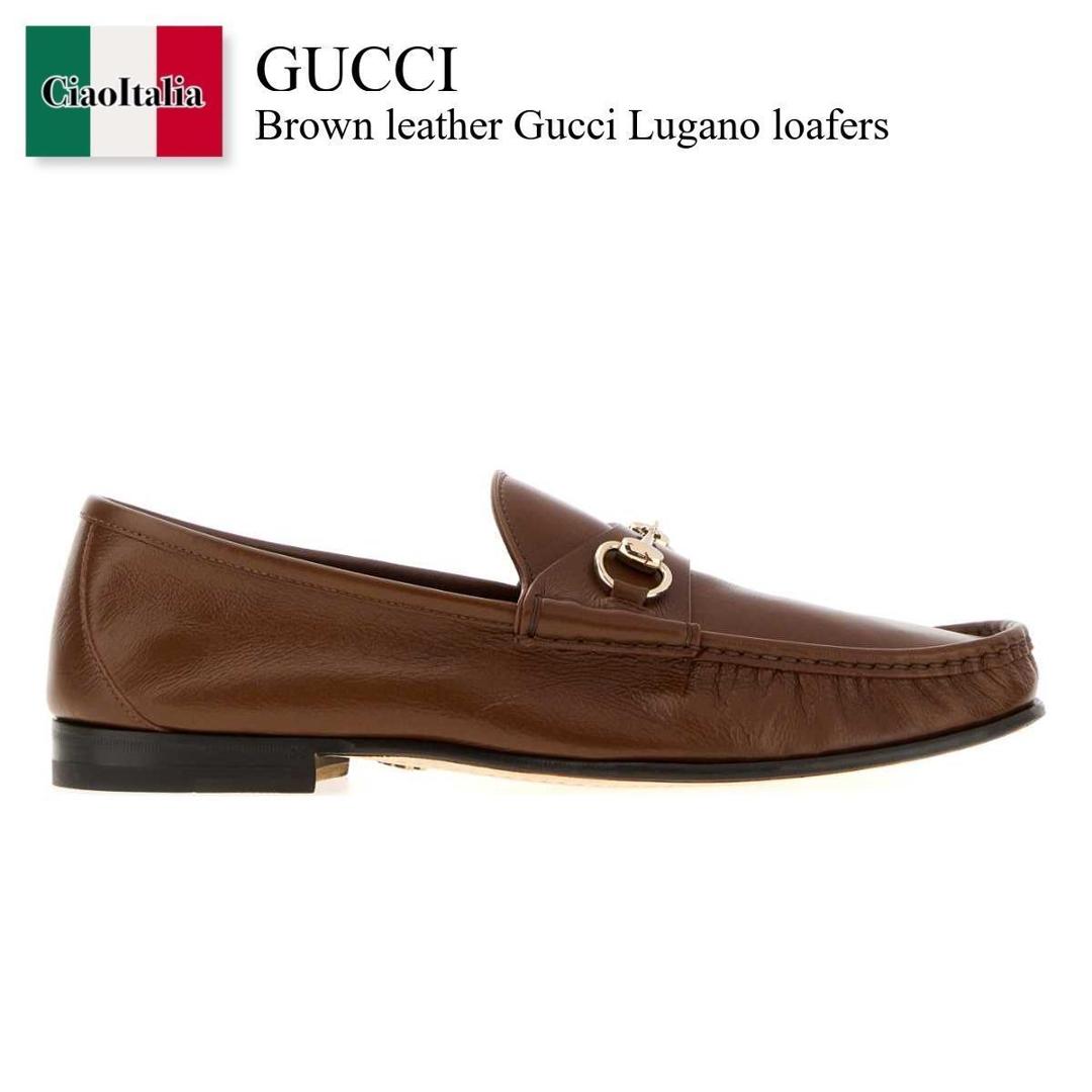 【寸法押さえる・店卸し資産境界線・早め者制覇！】 グッチ / Gucci Brown Leather Gucci Lugano Loafers / 864119 AAF3Q / 864119 AAF3Q 2535 / 864119AAF3Q / 864119AAF3Q 2535 / 864119AAF3Q2535 / 御召しものシューズ・革靴・商行為シューズ