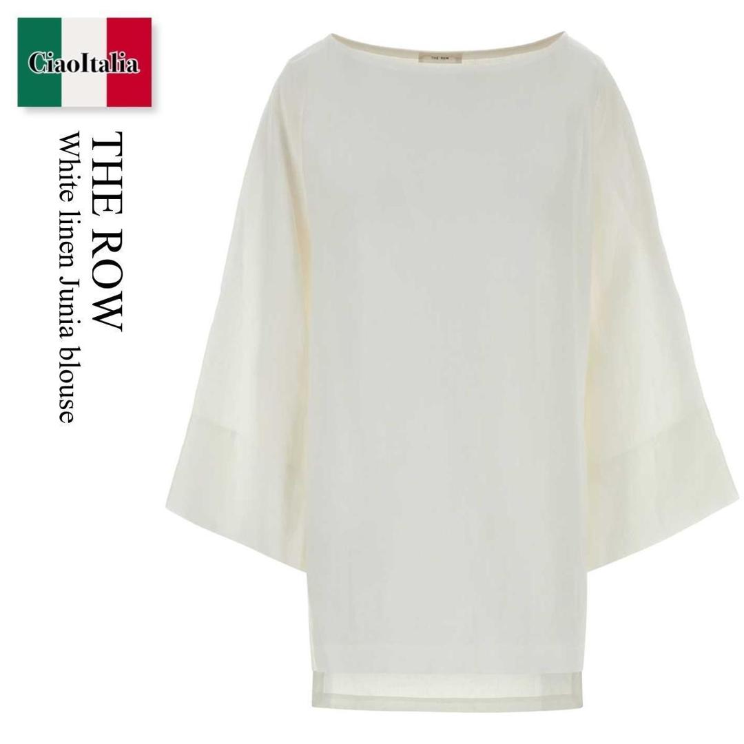 【物量制限事項・店卸し資産極限点・早め者制覇！】 ザ・ロウ / The Row White Linen Junia Blouse / 10843 W4357 / 10843 W4357 WHT / 10843W4357 / 10843W4357 WHT / 10843W4357WHT / ティーシャツ・カットソー