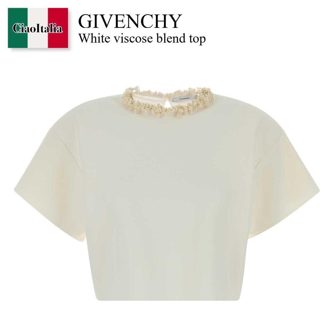 【数量限定・在庫限り・早い者勝ち！】 ジバンシィ / Givenchy White Viscose Blend Top / BW61LA4ZU4 / BW61LA4ZU4 105 / BW61LA4ZU4105 / Tシャツ・カットソー｜Ciao Italia