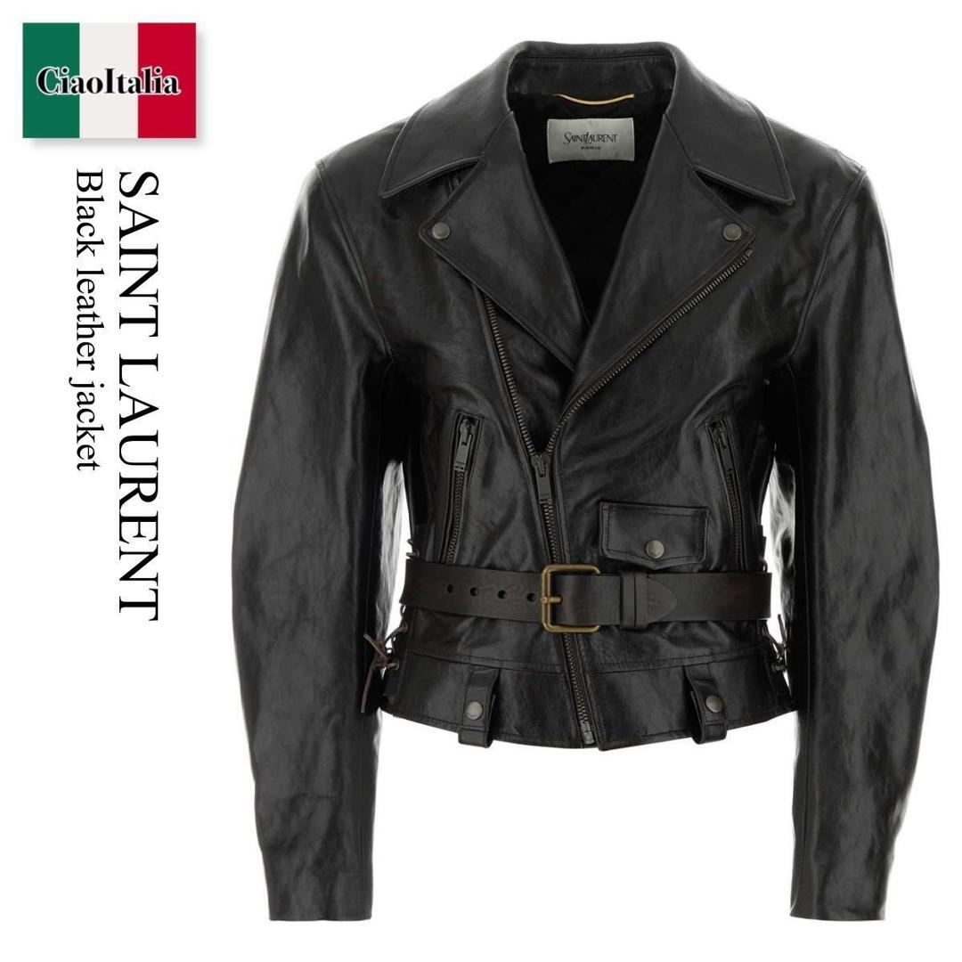 【分量制限事項・店卸し資産区分け・早め者白星！】 サンローラン / Saint Laurent Black Leather Jacket / 865713 YCVG2 / 865713 YCVG2 2825 / 865713YCVG2 / 865713YCVG2 2825 / 865713YCVG22825 / なめし革上衣・厚地の外套