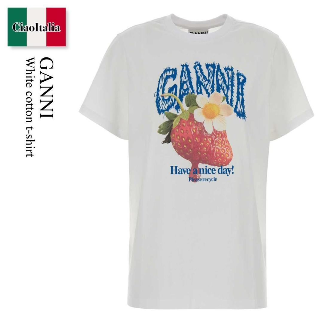 【物量制限事項・店卸し資産極限点・早め者制覇！】 ガニー / Ganni White Cotton T-Shirt / A1050201 / A1050201 151 / A1050201151 / ティーシャツ・カットソー