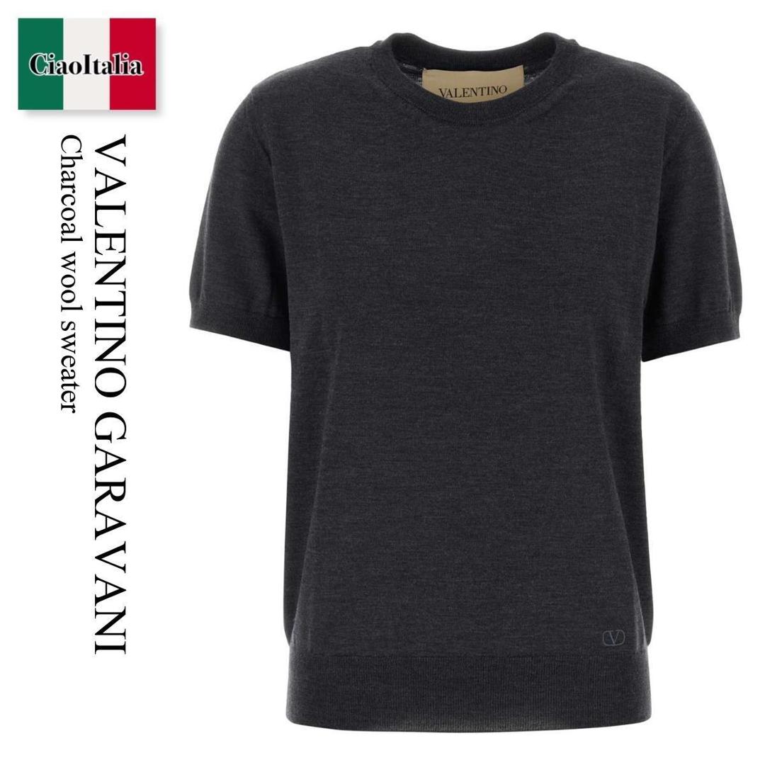 【寸法押さえる・店卸し資産境界線・早め者制覇！】 バレンチノ / Valentino Garavani Charcoal Wool Sweater / 9V3KC38QBH9 / 9V3KC38QBH9 081 / 9V3KC38QBH9081 / 編み物・プルオーバー