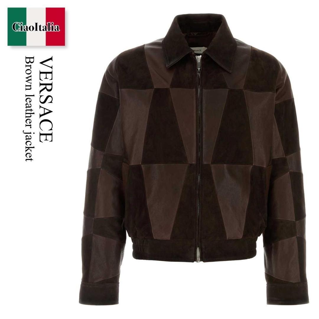 【寸法押さえる・店卸し資産境界線・早め者制覇！】 ヴェルサーチェ / Versace Brown Leather Jacket / 10244 021A17845 / 10244 021A17845 1N260 / 10244021A17845 / 10244021A17845 1N260 / 10244021A178451N260 / なめし革上衣