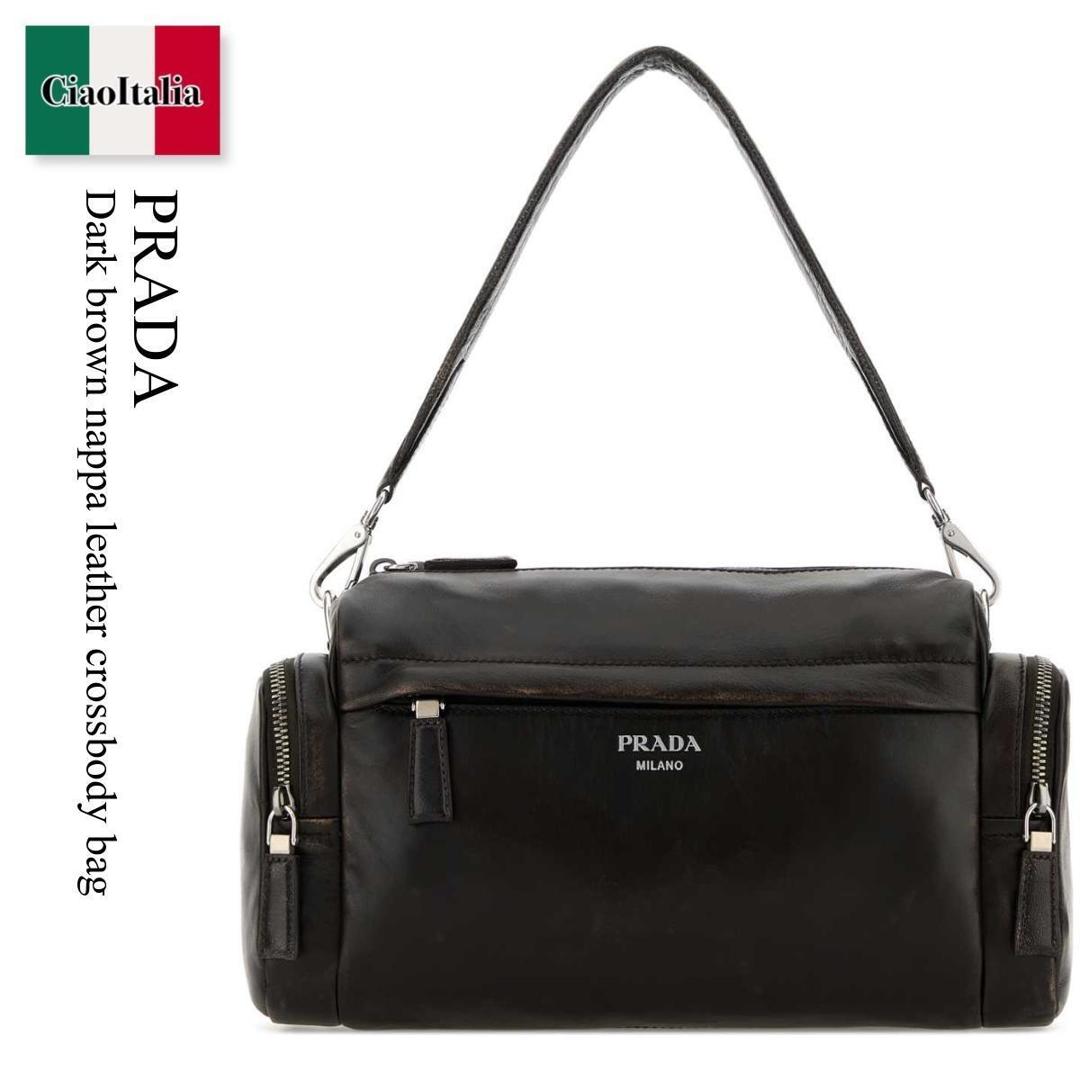 【寸法押さえる・店卸し資産境界線・早め者制覇！】 プラダ / かばん / 袋 / Prada Dark Brown Nappa Leather Crossbody Bag / 2VH217 F0003 / 2VH217 2C75 F0003 / 2VH2172C75 / 2VH2172C75 F0003 / 2VH2172C75F0003 / ショルダーバッグ