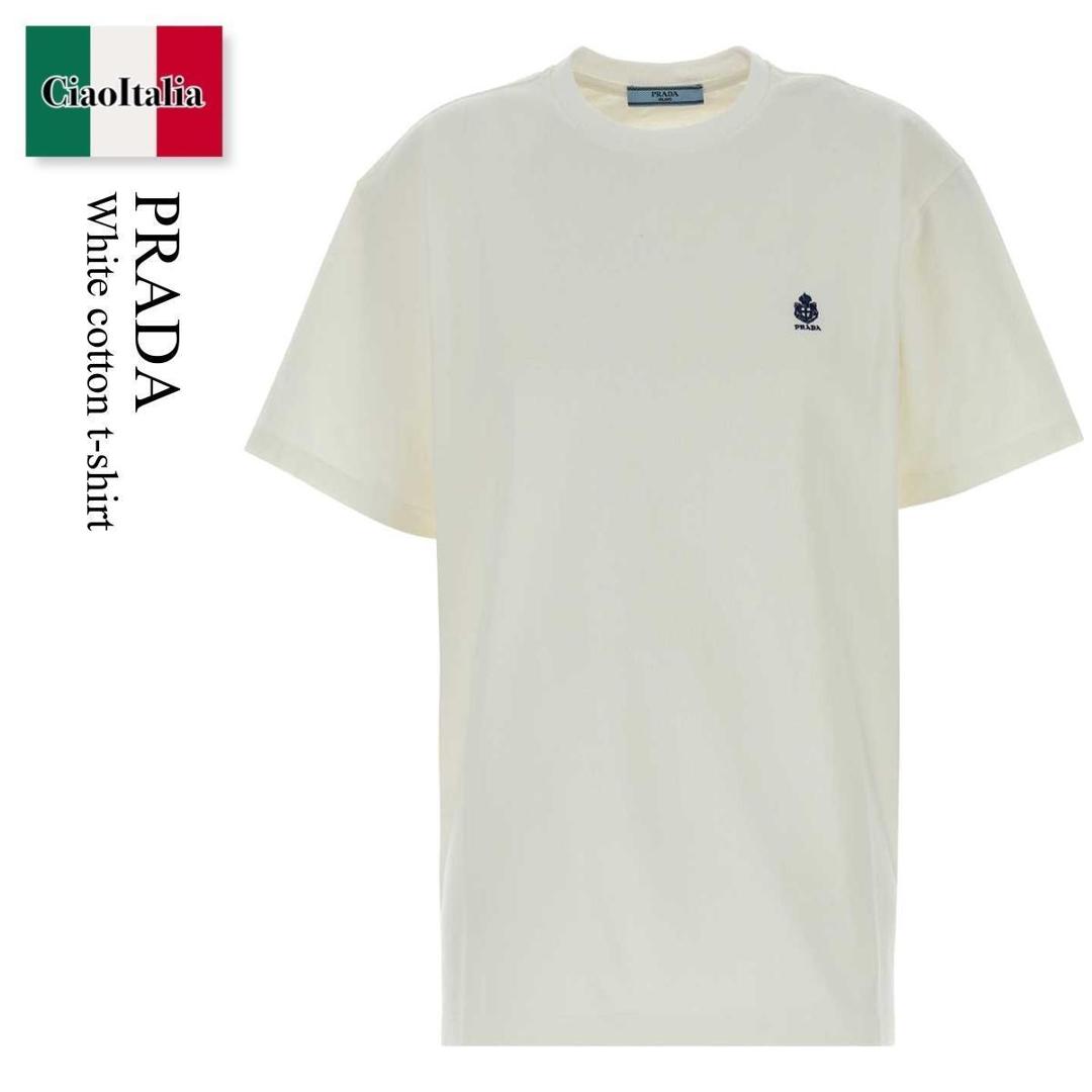 【数量限定・在庫限り・早い者勝ち！】 プラダ / Prada White Cotton T-Shirt / 3578BR F0009 / 3578BR SOOO19Z8 F0009 / 3578BRSOOO19Z8 / 3578BRSOOO19Z8 F0009 / 3578BRSOOO19Z8F0009 / Tシャツ・カットソー｜Ciao Italia