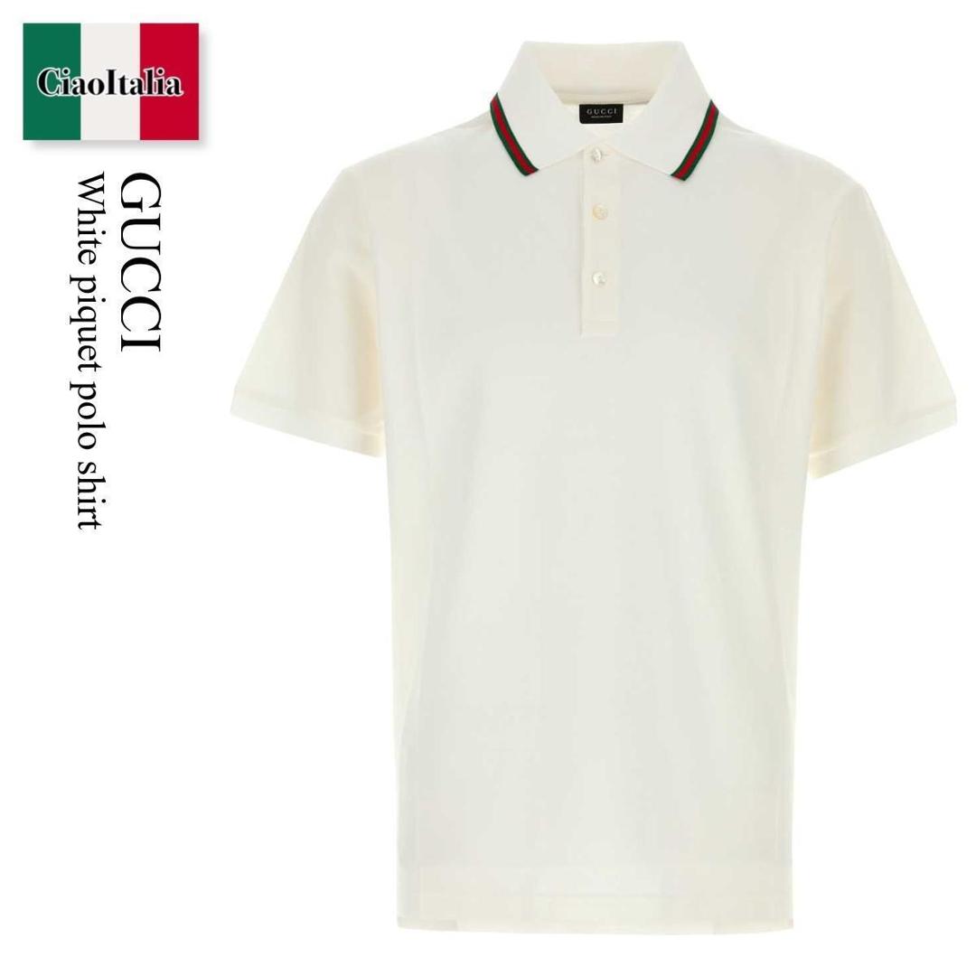 【物量制限事項・店卸し資産極限点・早め者制覇！】 グッチ / Gucci White Piquet Polo Shirt / 872468 XJHX5 / 872468 XJHX5 9000 / 872468XJHX5 / 872468XJHX5 9000 / 872468XJHX59000 / スポーツシャツ