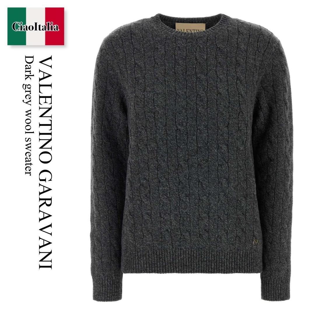 【物量制限事項・店卸し資産極限点・早め者制覇！】 バレンチノ / Valentino Garavani Dark Grey Wool Sweater / 9B3KC75DADH / 9B3KC75DADH 081 / 9B3KC75DADH081 / 編み物・ティーシャツ
