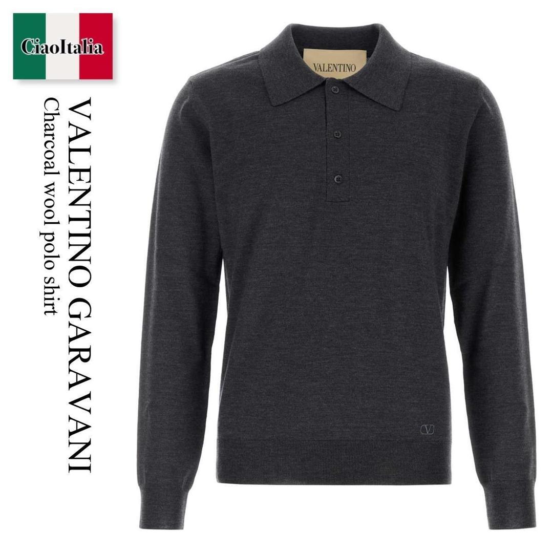 【物量制限事項・店卸し資産極限点・早め者制覇！】 バレンチノ / Valentino Garavani Charcoal Wool Polo Shirt / 9V3KP04UBH9 / 9V3KP04UBH9 081 / 9V3KP04UBH9081 / スポーツシャツ