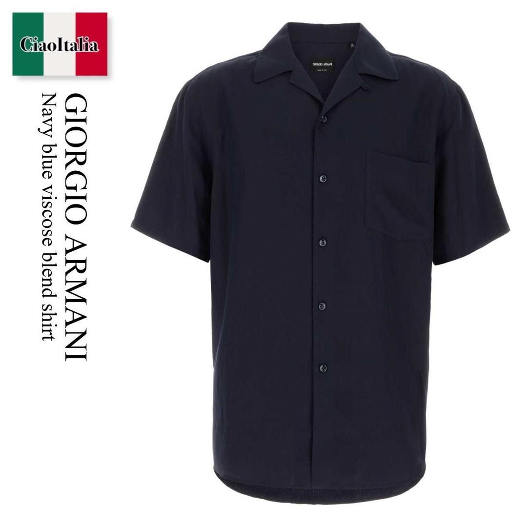【寸法押さえる・店卸し資産境界線・早め者制覇！】 ジョルジオ アルマーニ / Giorgio Armani Navy Blue Viscose Blend Shirt / GM00316 9TE20303 / GM00316 9TE20303 UB102 / GM003169TE20303 / GM003169TE20303 UB102 / GM003169TE20303UB102 / プルオーバー
