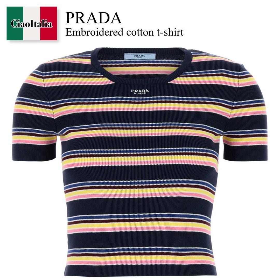 【物量制限事項・店卸し資産極限点・早め者制覇！】 プラダ / Prada Embroidered Cotton T-Shirt / P24N2S F0008 / P24N2S SOOO16V9 F0008 / P24N2SSOOO16V9 / P24N2SSOOO16V9 F0008 / P24N2SSOOO16V9F0008 / ティーシャツ・カットソー
