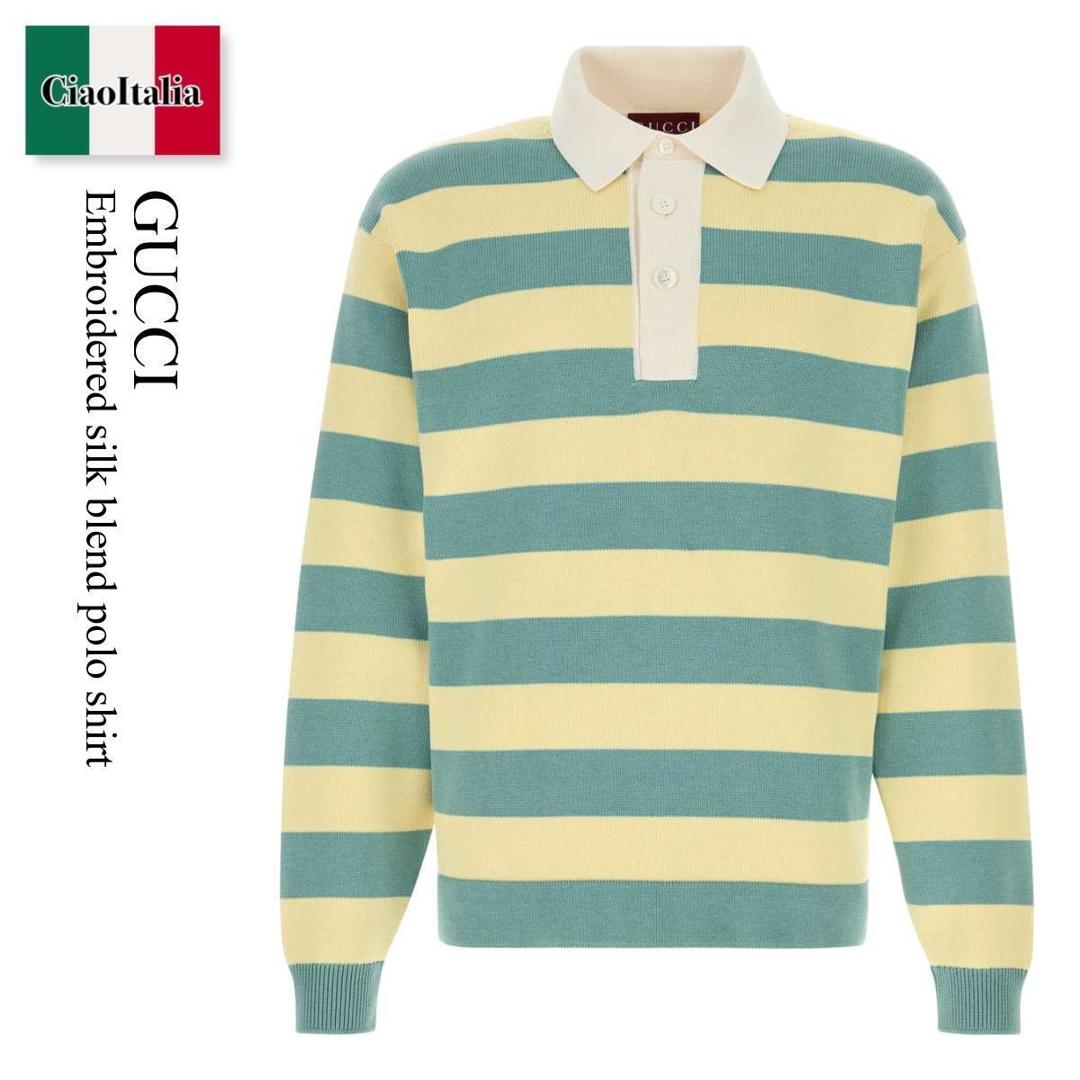 【寸法押さえる・店卸し資産境界線・早め者制覇！】 グッチ / Gucci Embroidered Silk Blend Polo Shirt / 851696 XKFBA / 851696 XKFBA 4113 / 851696XKFBA / 851696XKFBA 4113 / 851696XKFBA4113 / スポーツシャツ