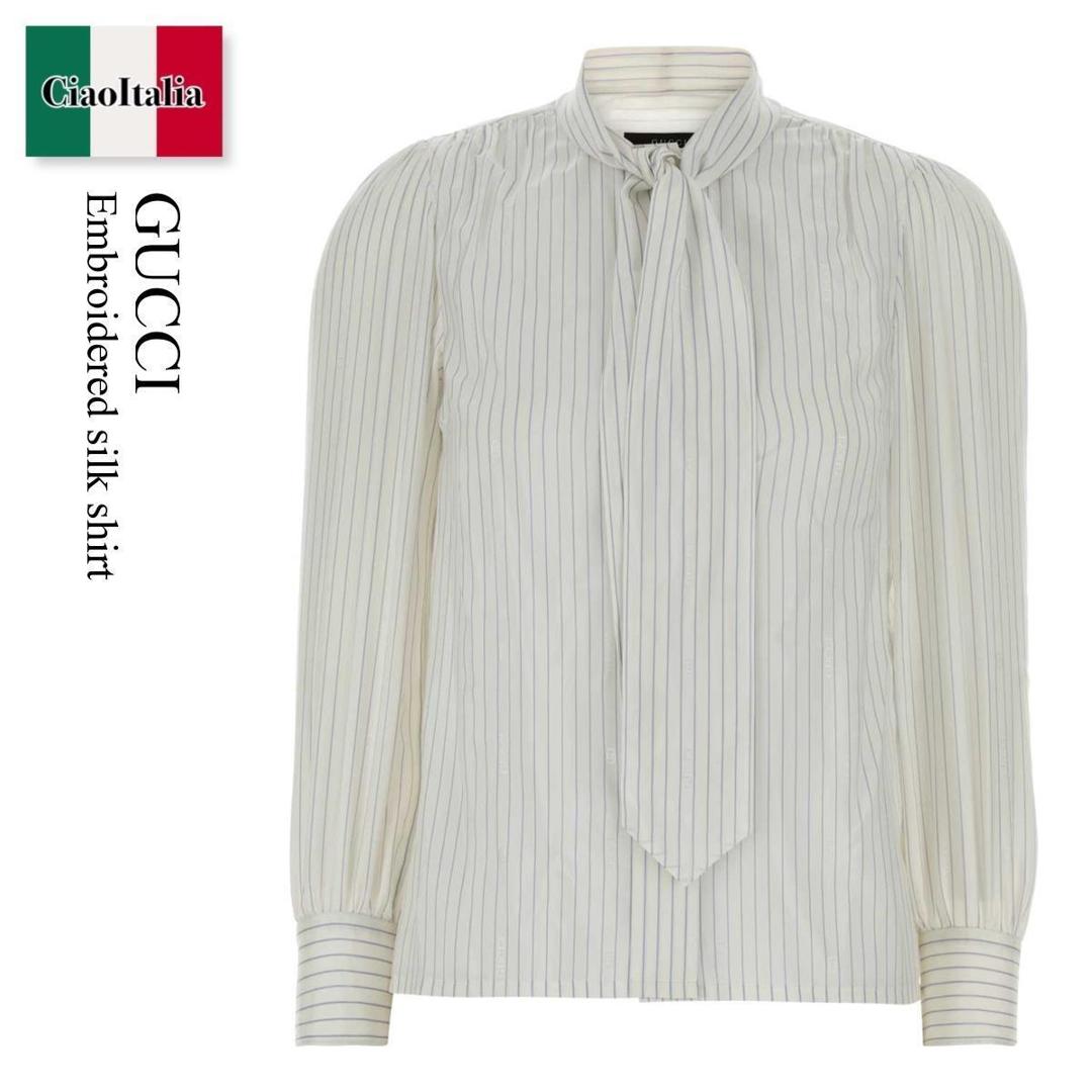 【数量限定・在庫限り・早い者勝ち!】 グッチ / Gucci Embroidered Silk Shirt / 875606 ZAU9H / 875606 ZAU9H 9025 / 875606ZAU9H / 875606ZAU9H 9025 / 875606ZAU9H9025 / ブラウス・シャツ|Ciao Italia