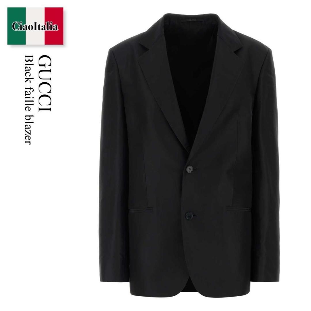 【寸法押さえる・店卸し資産境界線・早め者制覇！】 グッチ / Gucci Black Faille Blazer / A002FW ZAU9E / A002FW ZAU9E 1000 / A002FWZAU9E / A002FWZAU9E 1000 / A002FWZAU9E1000 / 上衣