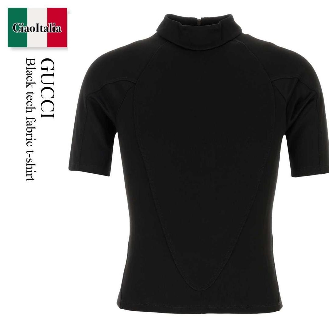 【寸法押さえる・店卸し資産境界線・早め者制覇！】 グッチ / Gucci Black Tech Fabric T-Shirt / 874998 XJH0P / 874998 XJH0P 1000 / 874998XJH0P / 874998XJH0P 1000 / 874998XJH0P1000 / ティーシャツ・カットソー