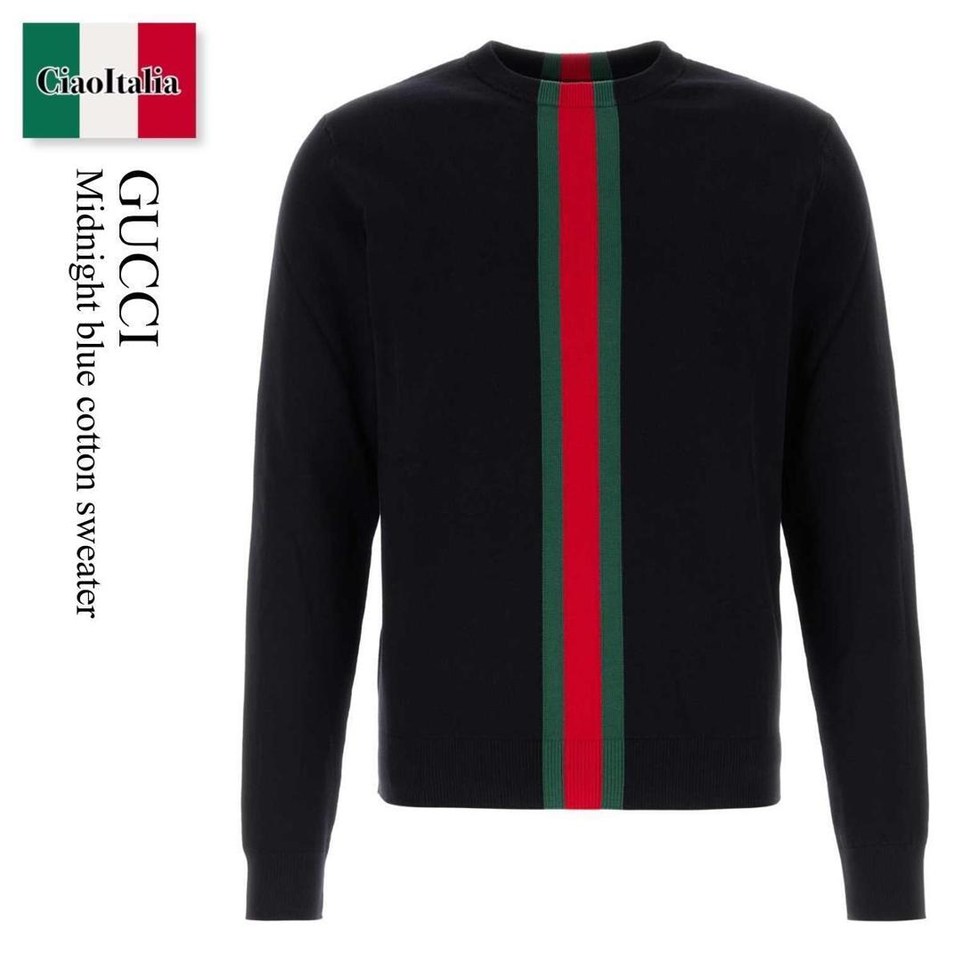 【寸法押さえる・店卸し資産境界線・早め者制覇！】 グッチ / Gucci Midnight Blue Cotton Sweater / 875177 XKFPC / 875177 XKFPC 4152 / 875177XKFPC / 875177XKFPC 4152 / 875177XKFPC4152 / 編み物・プルオーバー