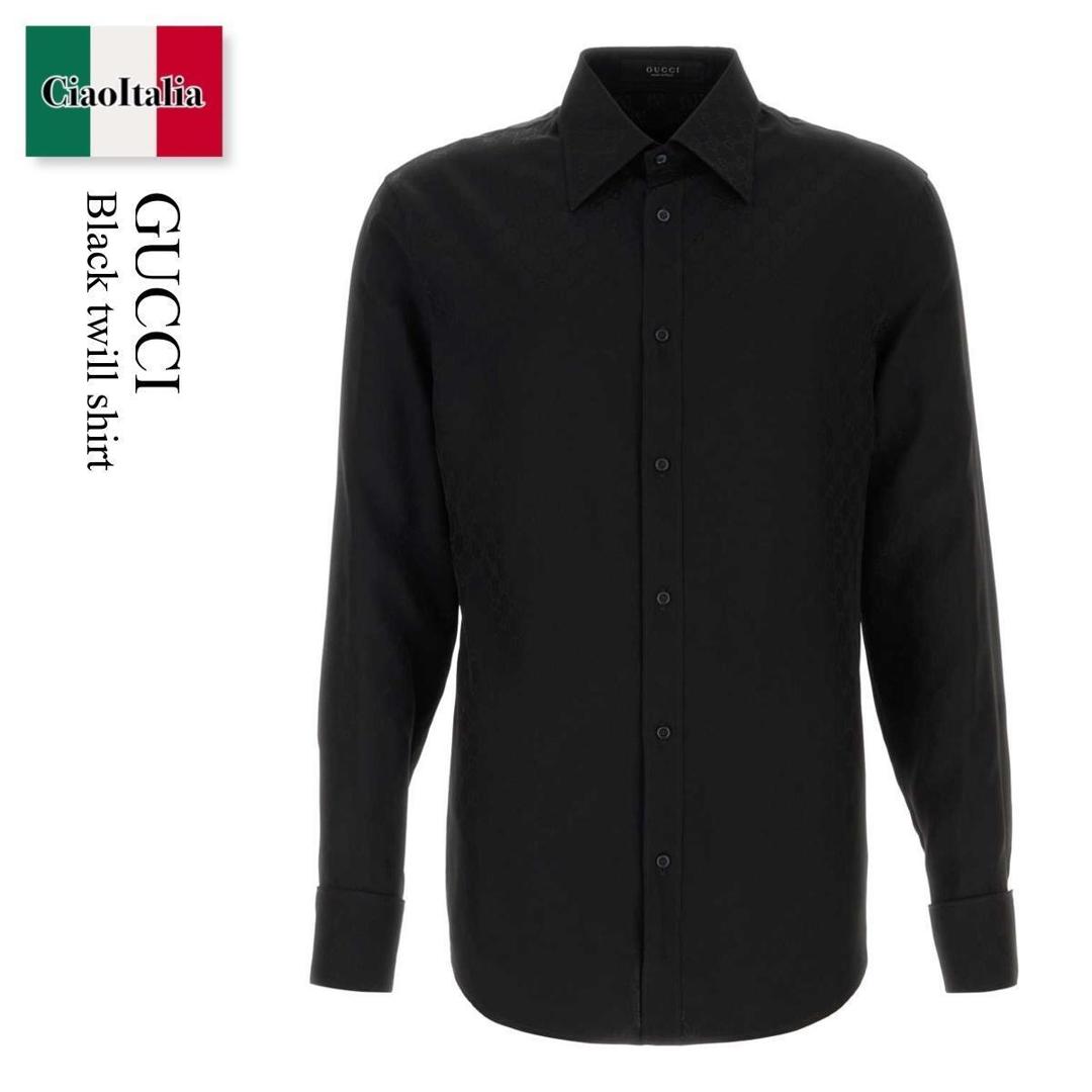 【寸法押さえる・店卸し資産境界線・早め者制覇！】 グッチ / Gucci Black Twill Shirt / 874712 ZAU3Z / 874712 ZAU3Z 1000 / 874712ZAU3Z / 874712ZAU3Z 1000 / 874712ZAU3Z1000 / プルオーバー