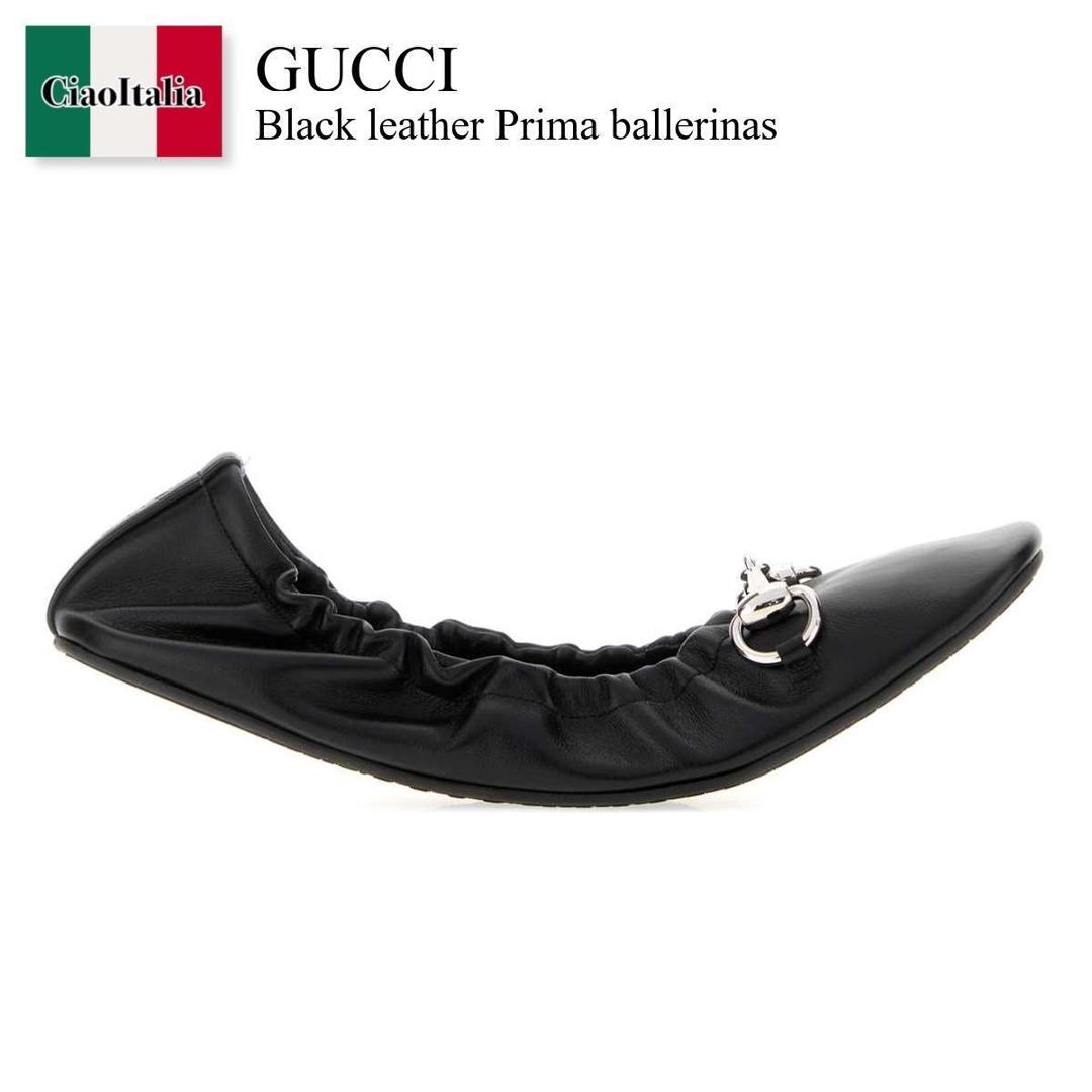 【物量制限事項・店卸し資産極限点・早め者制覇！】 グッチ / Gucci Black Leather Prima Ballerinas / 875322 AAF3Q / 875322 AAF3Q 1000 / 875322AAF3Q / 875322AAF3Q 1000 / 875322AAF3Q1000 / バレーシューズ